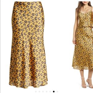 4SI3NNA leopard print satin midi skirt XS